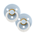 Pair of light blue BIBS baby dummies sold by Meridian Baby.