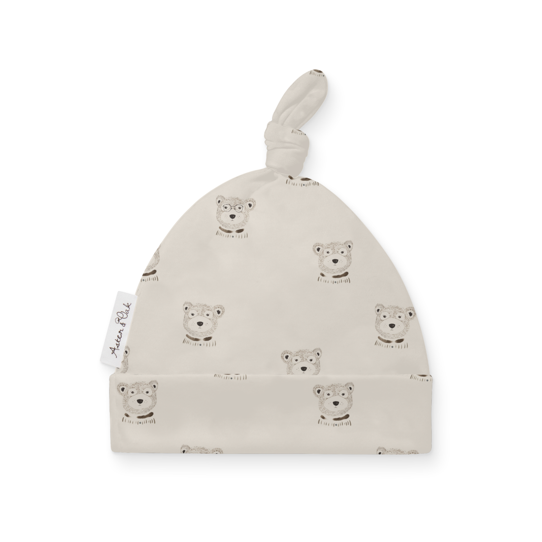 Baby knot hat with bear patterns