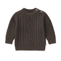Aster & Oak brown cable knit sweater from Meridian Baby