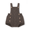 Aster & Oak brown knitted romper with button details from Meridian Baby