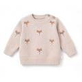 Aster & Oak beige sweater with fox patterns from Meridian Baby