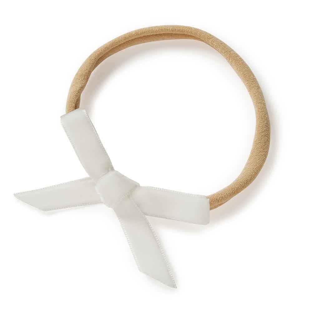 Hair tie with a white bow on a white background